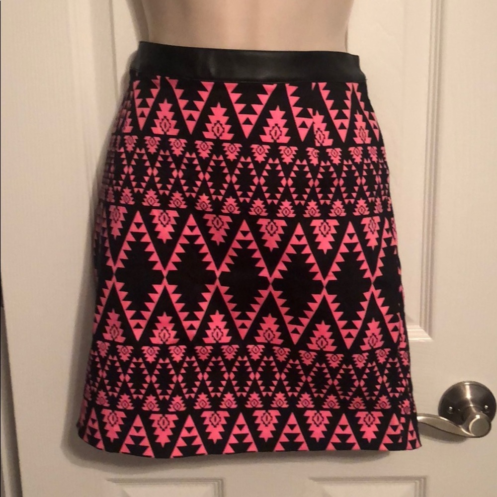 Boutique pink neon mini skirt faux leather trim L